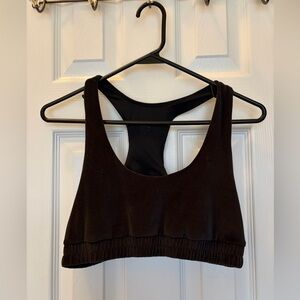 ALO Velour Glimmer Scoop Neck Bra Black Medium